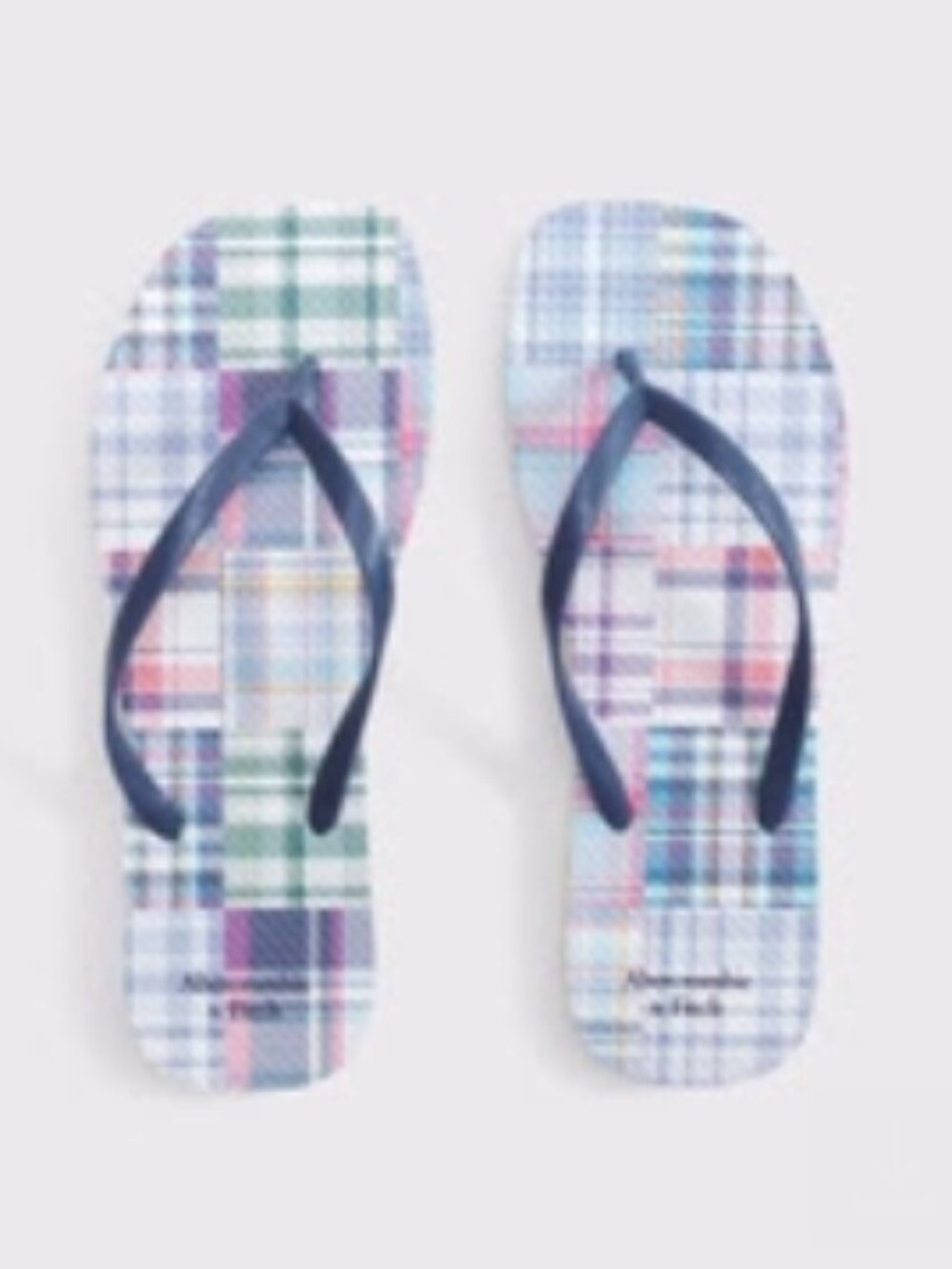 Flip Flop Sandals Blue Pink Green Plaid Small (7-8)
